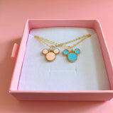 Pink & Blue Mouse Necklaces (Rolo Chain)