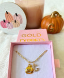 Gold Pumpkin With Initial (Figaro Chain)