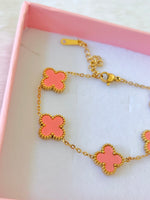 Dusty Rose Lucky Clover Bracelet