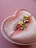 Flower Bouquet Studs (teal, hot pink, white)