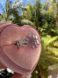 Iced Out Pink Flower Ring