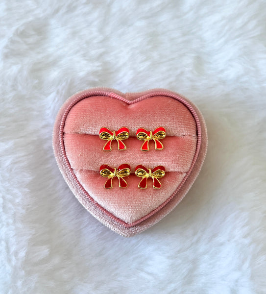 Ribbon Studs In 2 Shades Of Red