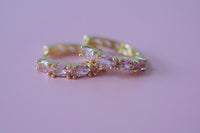 Pink Marquise Huggie Hoops