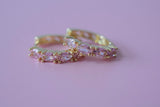 Pink Marquise Huggie Hoops