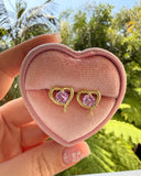 Open Heart Studs (Pink)