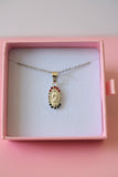 Mexican Flag Color Icy Dainty Mary (Rolo Chain)