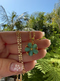 Teal Spinning Flower (Figaro Chain)
