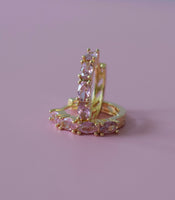 Pink Marquise Huggie Hoops