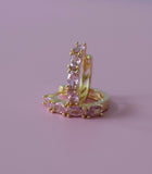 Pink Marquise Huggie Hoops