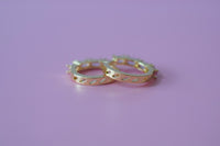 Pink Marquise Huggie Hoops