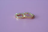 Pink Marquise Huggie Hoops