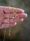 Baguette Heart Cross & Initial