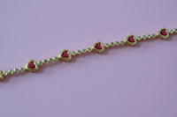 Red Bezel Heart Tennis Bracelet