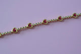Red Bezel Heart Tennis Bracelet