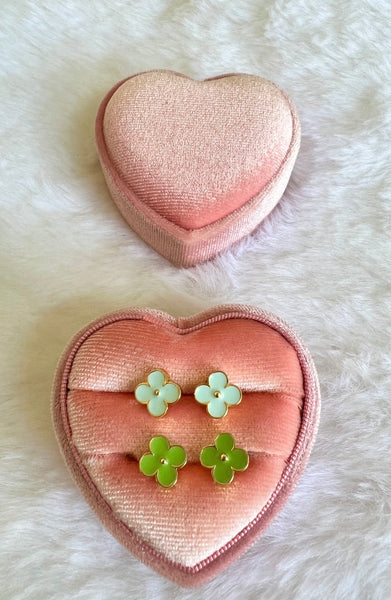 Dainty Clover Studs In 2 Shades Of Green