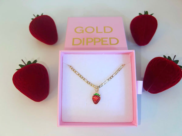 Strawberry Necklace (Figaro Chain)