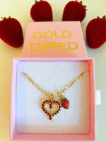 Strawberry And Open Heart Necklace