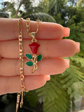 Enamel Rose Necklace