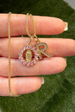 Mini Pink Baguette Mary & Initial (Box Chain)