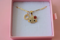 Red Floral Kitty & Initial