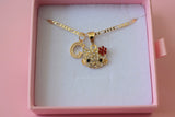 Red Floral Kitty & Initial