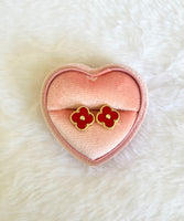 Studded Carnedlian Lucky Clover Studs