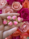 Large Pink Flower Earrings