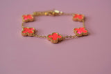 Hot Pink Lucky Clover Bracelet