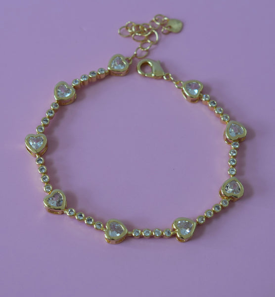 Bezel Heart Tennis Bracelet