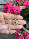 Vintage Style Heart Necklace (Pink)