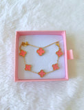 Dusty Rose Clover Bracelet & Necklace: Package Deal