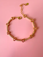 Pink Bezel Heart Tennis Bracelet