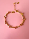 Pink Bezel Heart Tennis Bracelet
