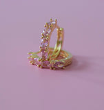 Pink Marquise Huggie Hoops