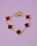 Burgundy Lucky Clover Bracelet