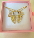 Diamond Crucifix & Mary Heart With Initials