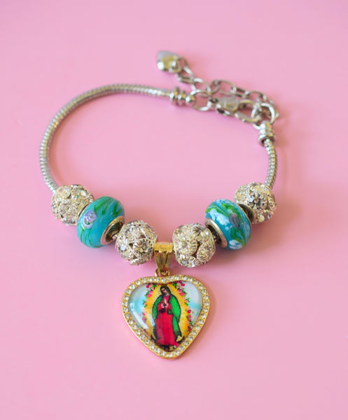 Icy Blue Mary Charm Bracelet