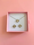 Silver Clover Necklace & Earrings