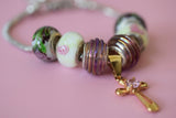 Pink Cross Charm Bracelet