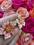 Large Hibiscus Earrings (pink)