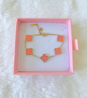 Dusty Rose Lucky Clover Bracelet