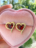 Open Heart Studs (Red)