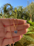 Rose Gold Blue Heart Necklace