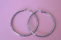 Silver Diamond Cut Hoops