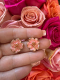 Peachy Pink Flower Earrings