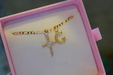Baguette Heart Cross & Initial
