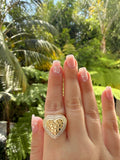 Double Halo Nugget Heart Ring