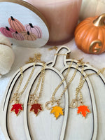 Fall Leaf With Initial (Figaro Chain)