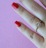 Gold Halo Ring (Pink)