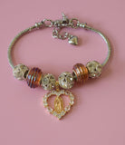 Fancy Mary Heart Charm Bracelet